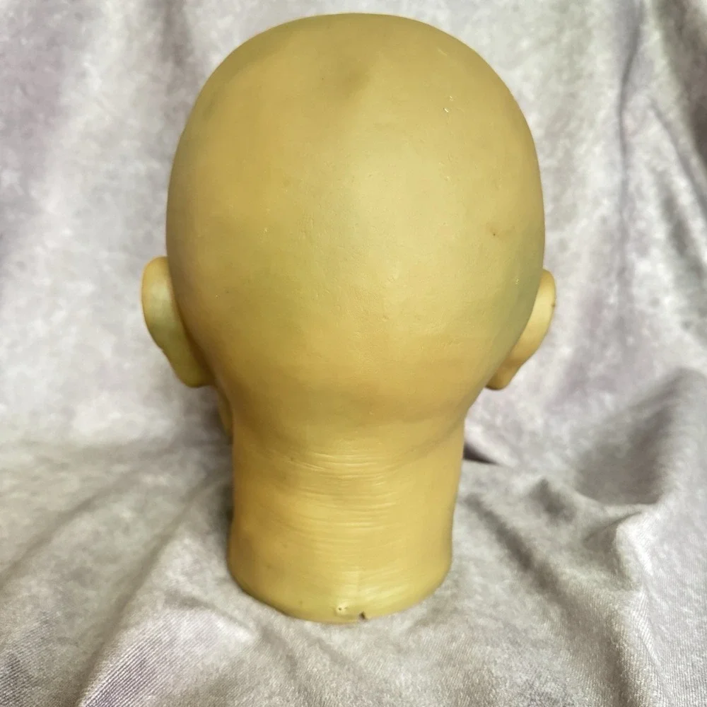 Vintage Style Creepy Bald Man Head Halloween Prop Display Horror Head on Platter